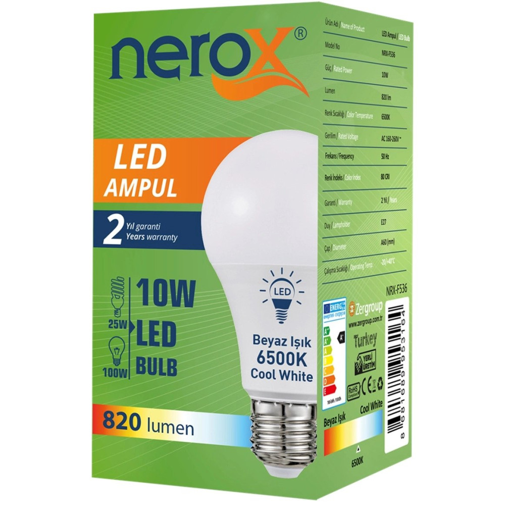 Nerox Ledli Ampul 10 Watt Garantili *10Ad