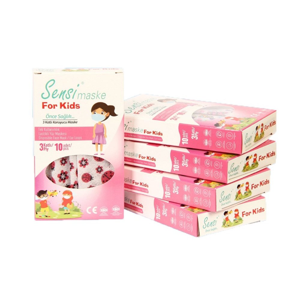 Çocuk Maskesi 10Lu Kız Desenli